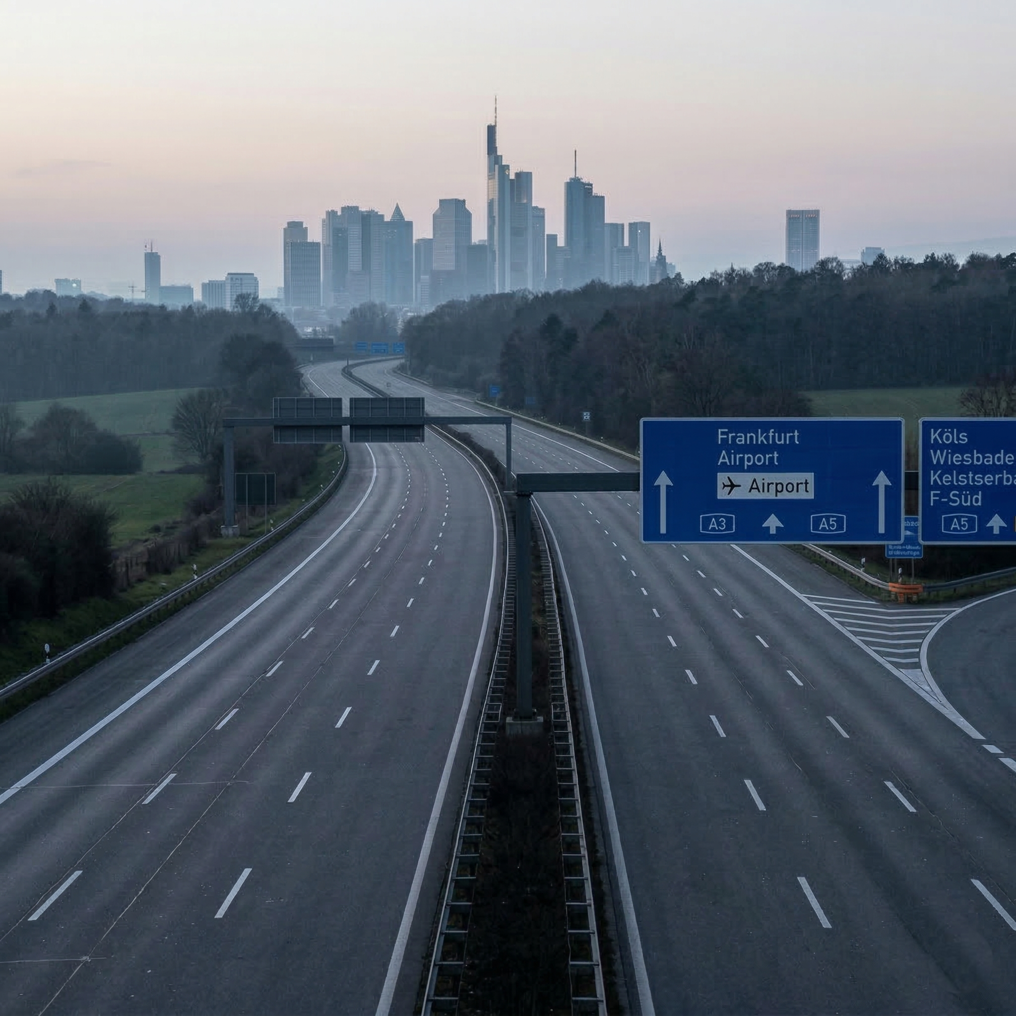 lonely highway road in Frankfurt