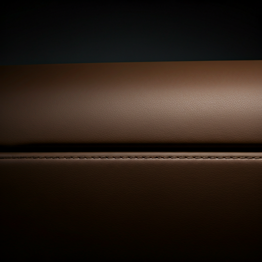 Close up of luxury car interior leather stitching