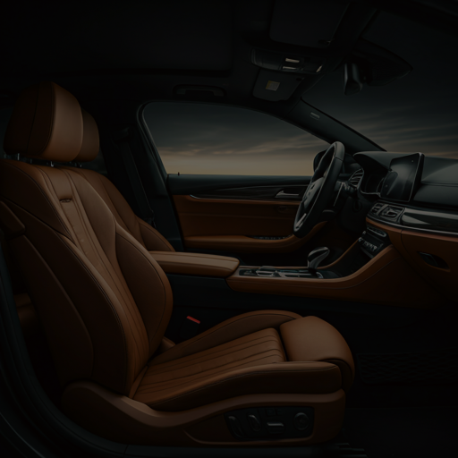 Interior view of luxury leather car seat